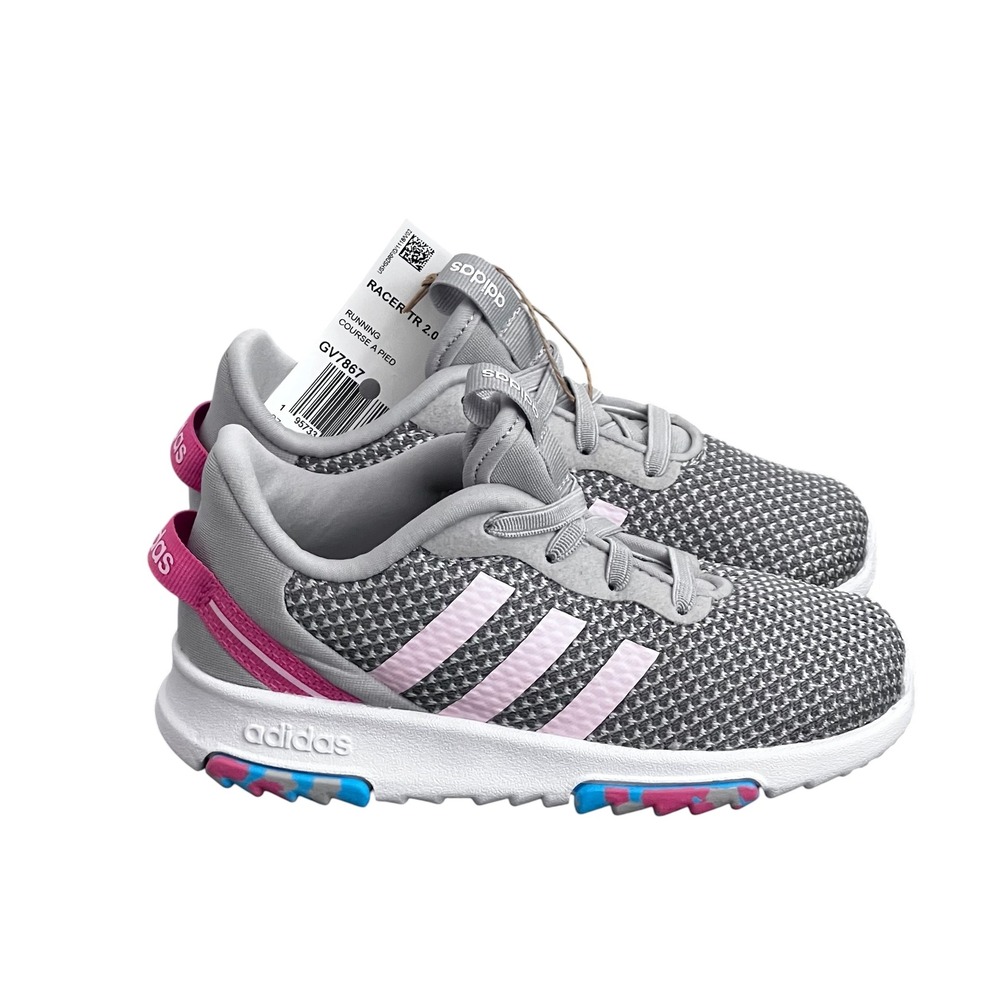 Adidas Racer TR 2.0 I Toddler Sneakers Girls Grey Pink GV7867 Size 10K Shoes New - Picture 4 of 11